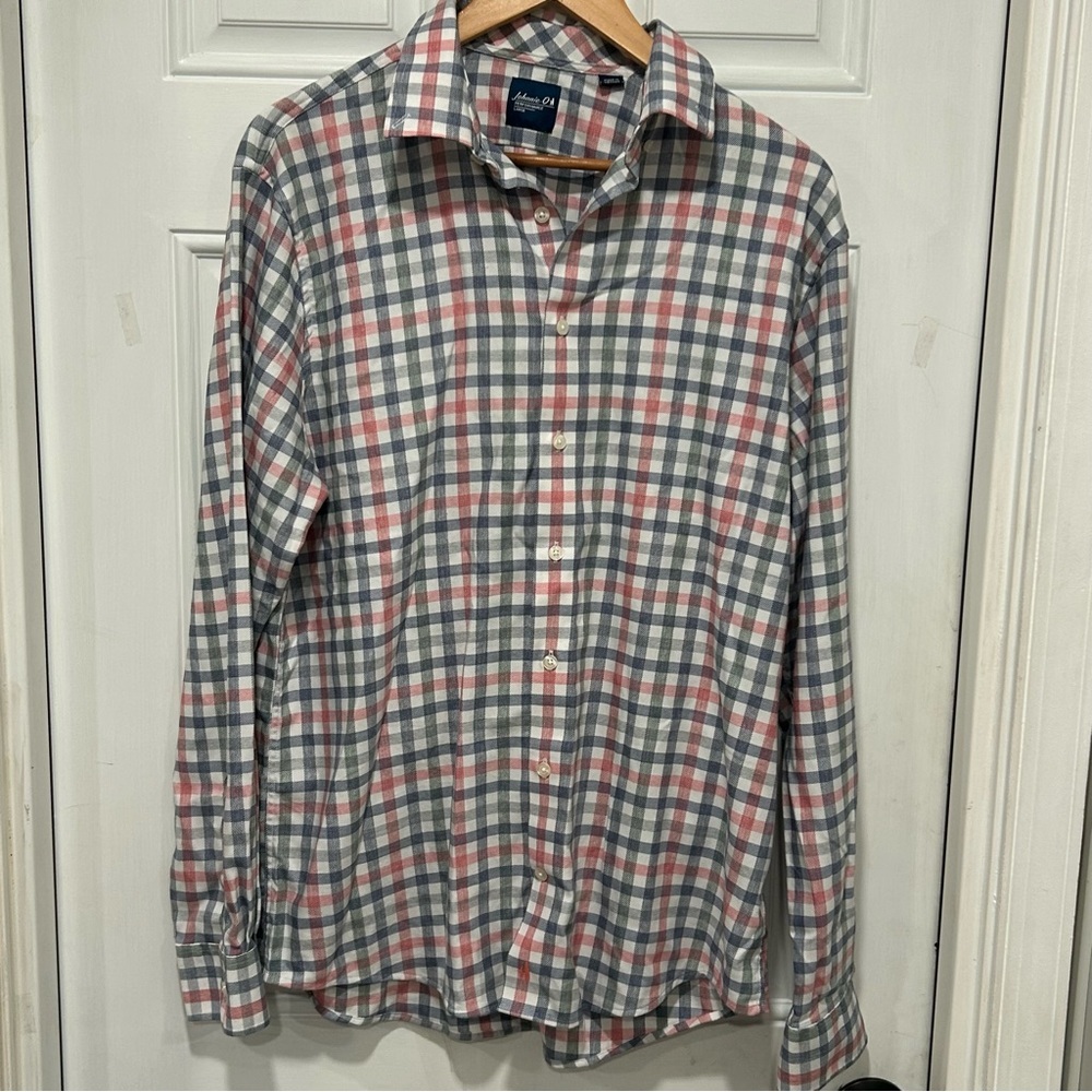 Johnnie-O Men’s Callum Performance Button- Down Shirt, Navy Plaid, Comfort, L